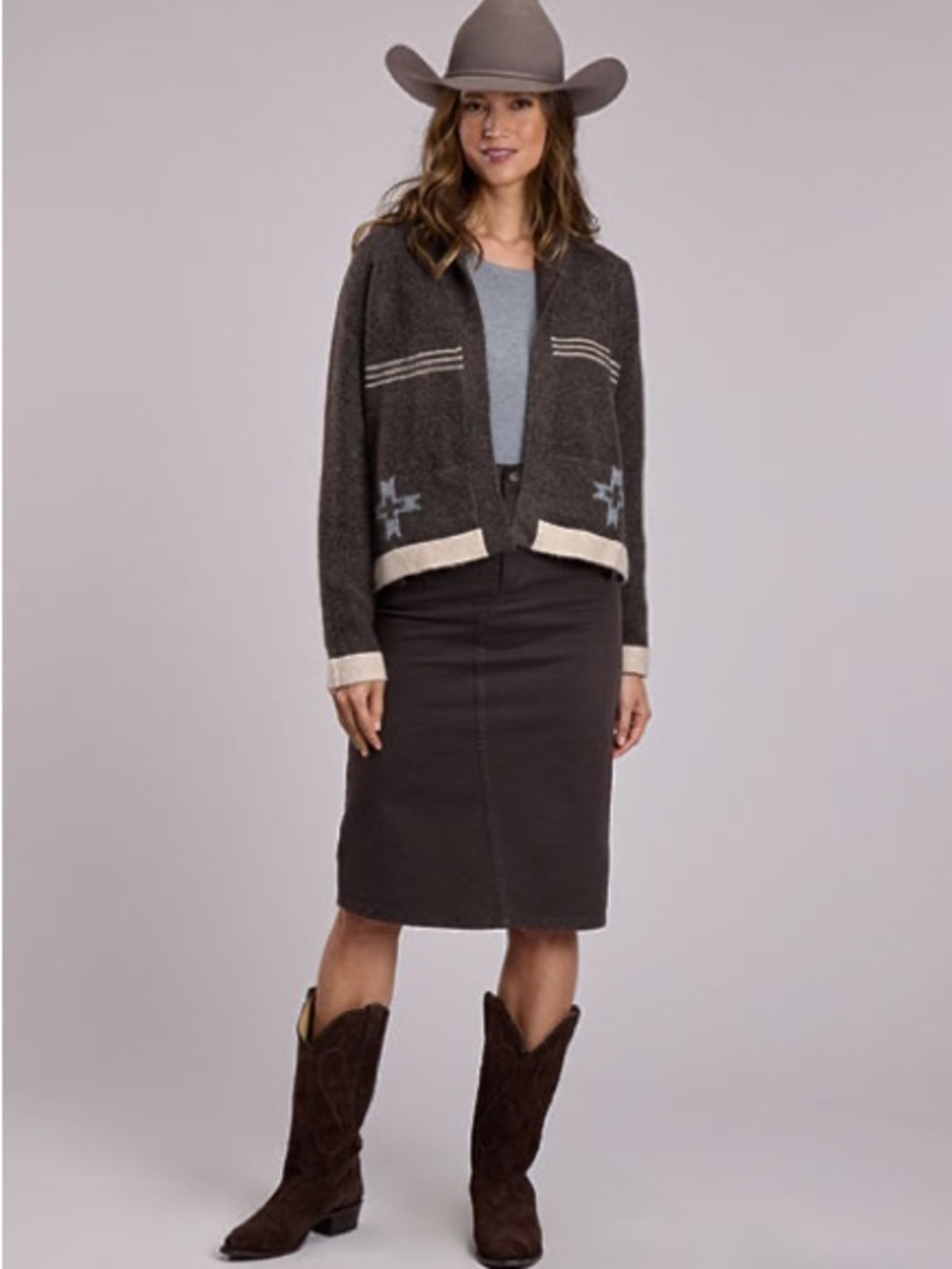 Stetson chocolate brown midi denim skirt - Picture 3 of 9